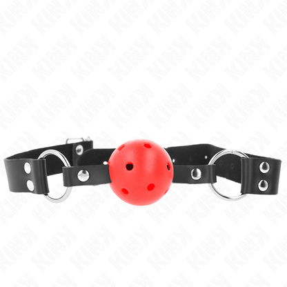 KINK - BREATHABLE BALL 4 CM GAG WITH DOUBLE RIVET RED 62.5 x 2.5 CM ADJUSTABLE 42 - 58 CM - Kink&Play