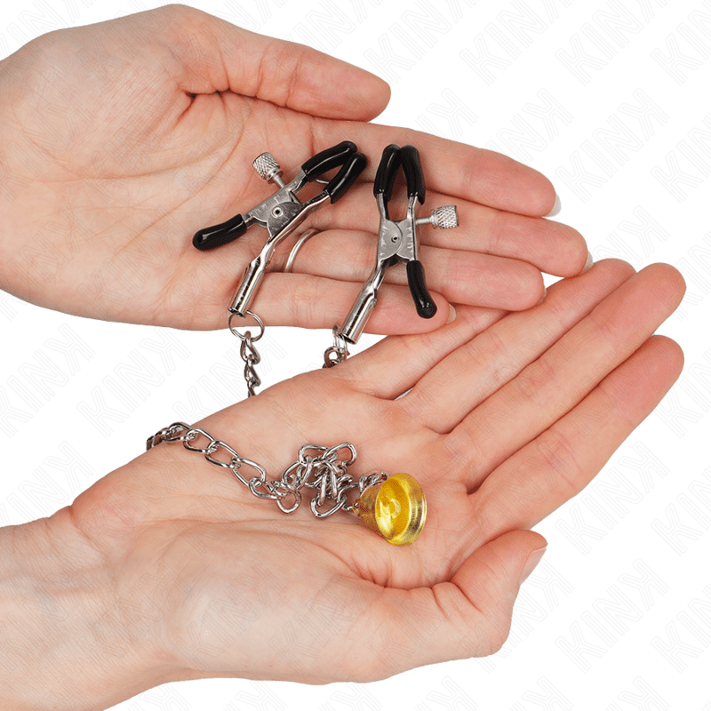 KINK - CHAIN NIPPLE CLAMPS WITH HORN PENDANT 30 CM - Kink&Play