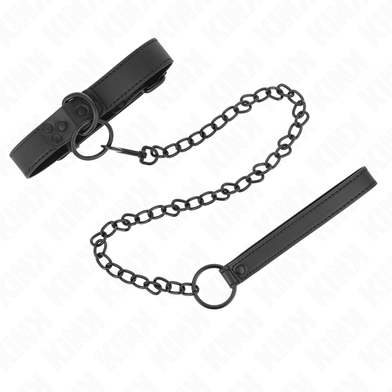 KINK - COLLAR WITH DARK LEASH 65 CM ADJUSTABLE 37 - 54 CM X 3 CM - Kink&Play