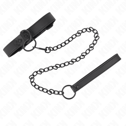 KINK - COLLAR WITH DARK LEASH 65 CM ADJUSTABLE 37 - 54 CM X 3 CM - Kink&Play