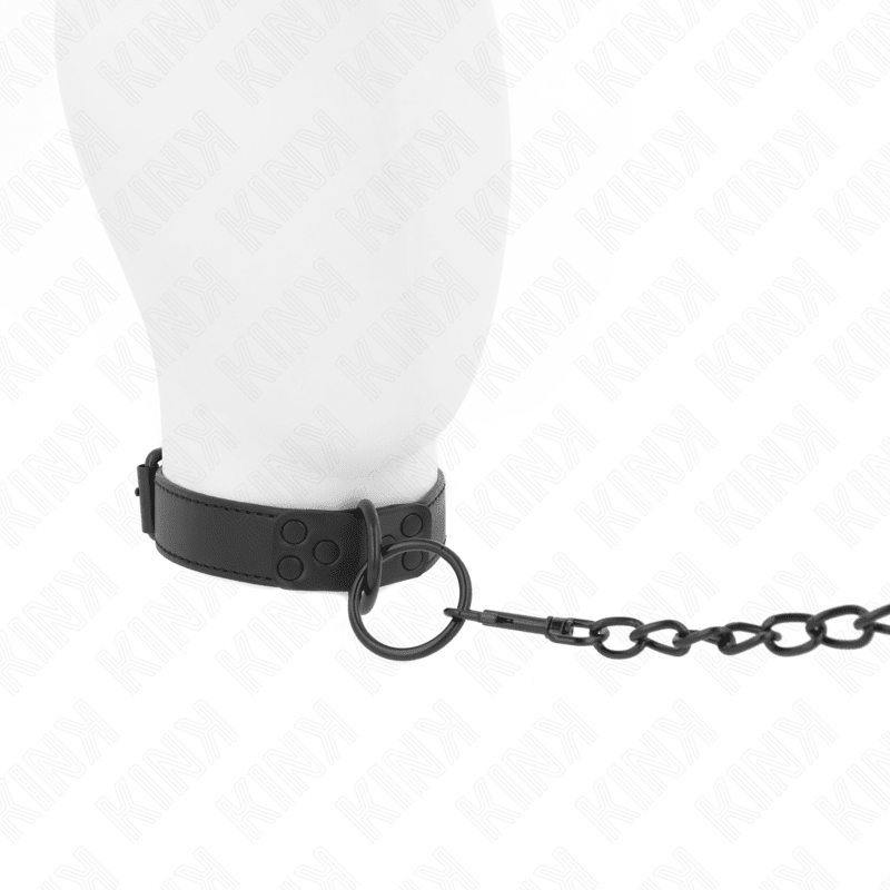 KINK - COLLAR WITH DARK LEASH 65 CM ADJUSTABLE 37 - 54 CM X 3 CM - Kink&Play