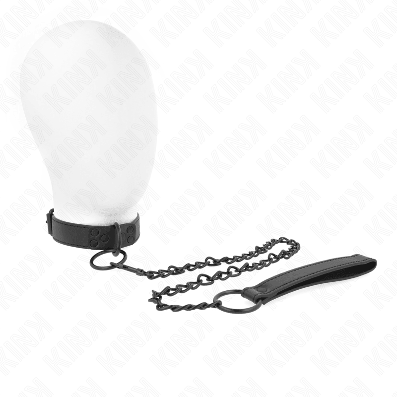KINK - COLLAR WITH DARK LEASH 65 CM ADJUSTABLE 37 - 54 CM X 3 CM - Kink&Play