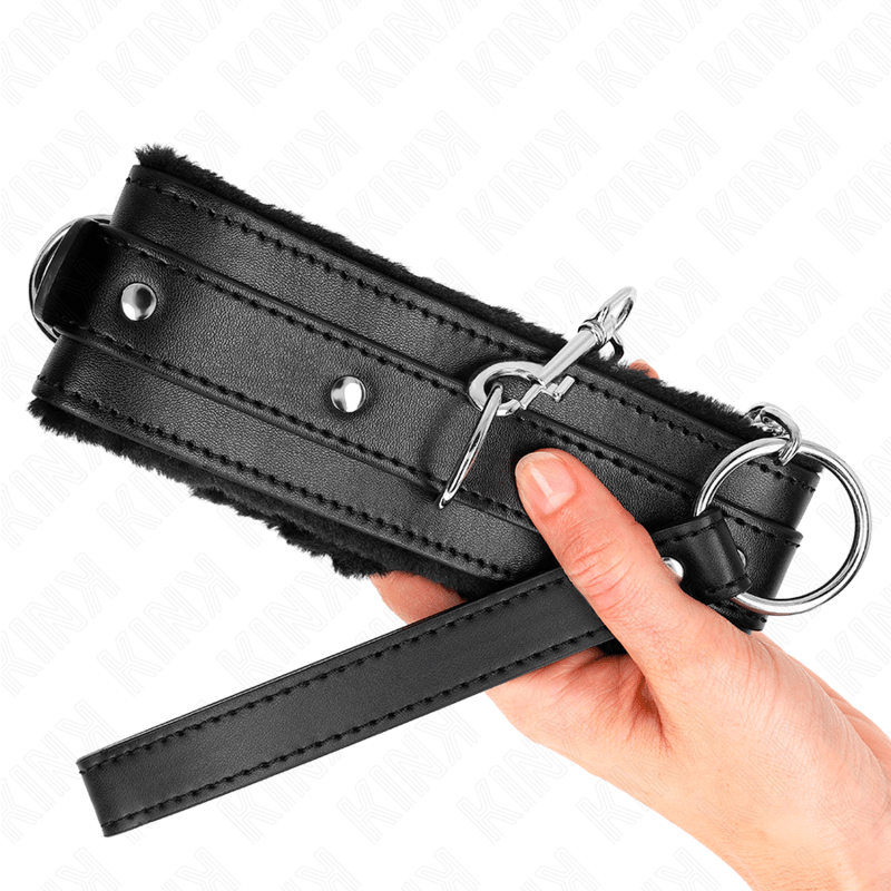 KINK - COLLAR WITH LEASH 65 CM WITH RESTRICTIONS BLACK 36 - 42 CM X 5.5 CM - Kink&Play