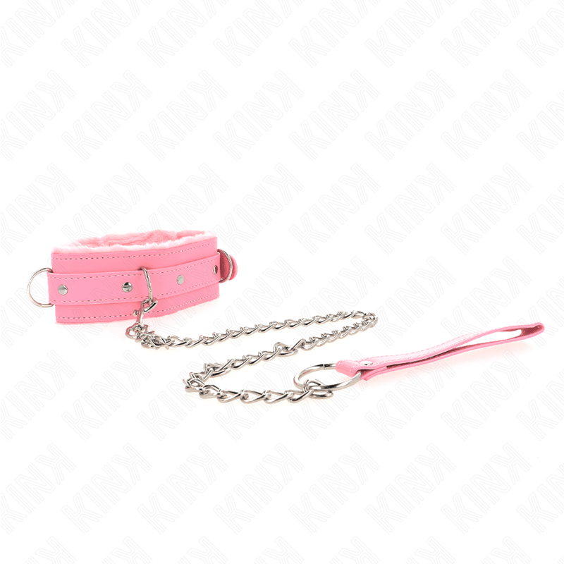 KINK - COLLAR WITH LEASH 65 CM WITH RESTRICTIONS PINK 36 - 42 CM X 5.5 CM - Kink&Play