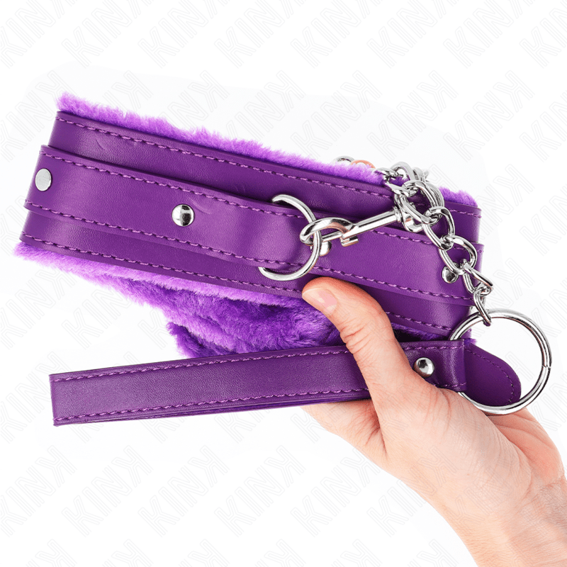 KINK - COLLAR WITH LEASH 65 CM WITH RESTRICTIONS PURPLE 36 - 42 CM X 5.5 CM - Kink&Play