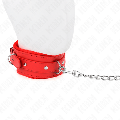 KINK - COLLAR WITH LEASH 65 CM WITH RESTRICTIONS RED 36 - 42 CM X 5.5 CM - Kink&Play