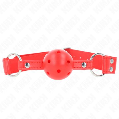 KINK - COMPLETE RED HOLLOW HARD BALL GAG 62 x 2 CM - Kink&Play