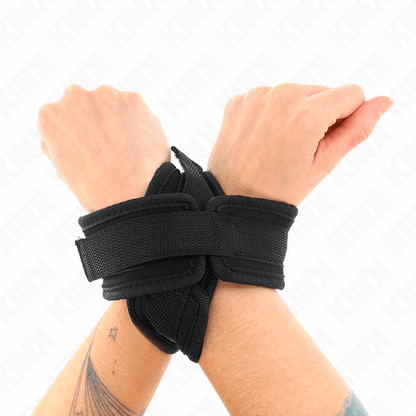 KINK - CROSS CUFFS BLACK 34 X 5.5 CM - Kink&Play