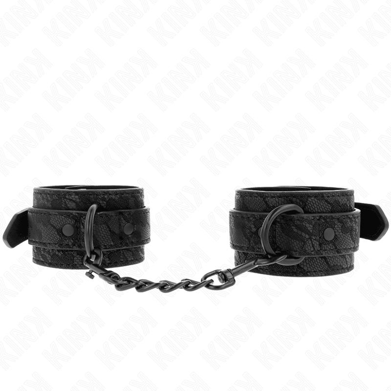 KINK - DARK LACE COVERED WRIST CUFFS ADJUSTABLE BLACK 19 - 26 CM - Kink&Play