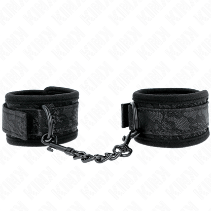 KINK - DARK LACE COVERED WRIST CUFFS NEOPRENE ADJUSTABLE BLACK 20 - 29 CM X 5 CM - Kink&Play