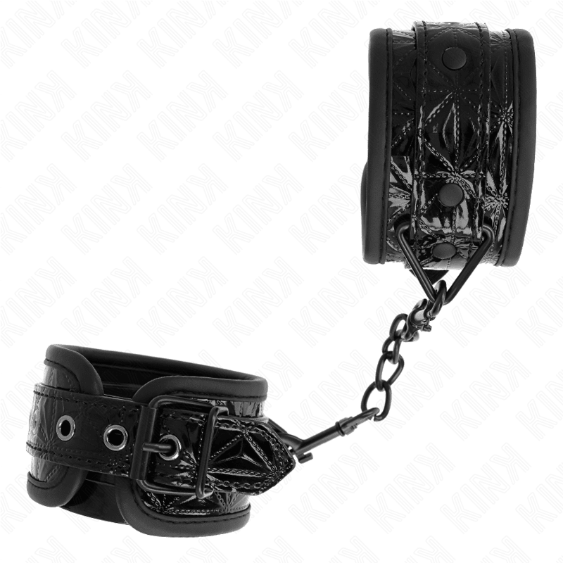 KINK - DIAMOND PATTERN WRIST RESTRAINTS BLACK ADJUSTABLE 17 - 26 CM X 5.5 CM - Kink&Play