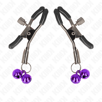 KINK - DOUBLE BELL NIPPLE CLAMP PURPLE 6 CM - Kink&Play