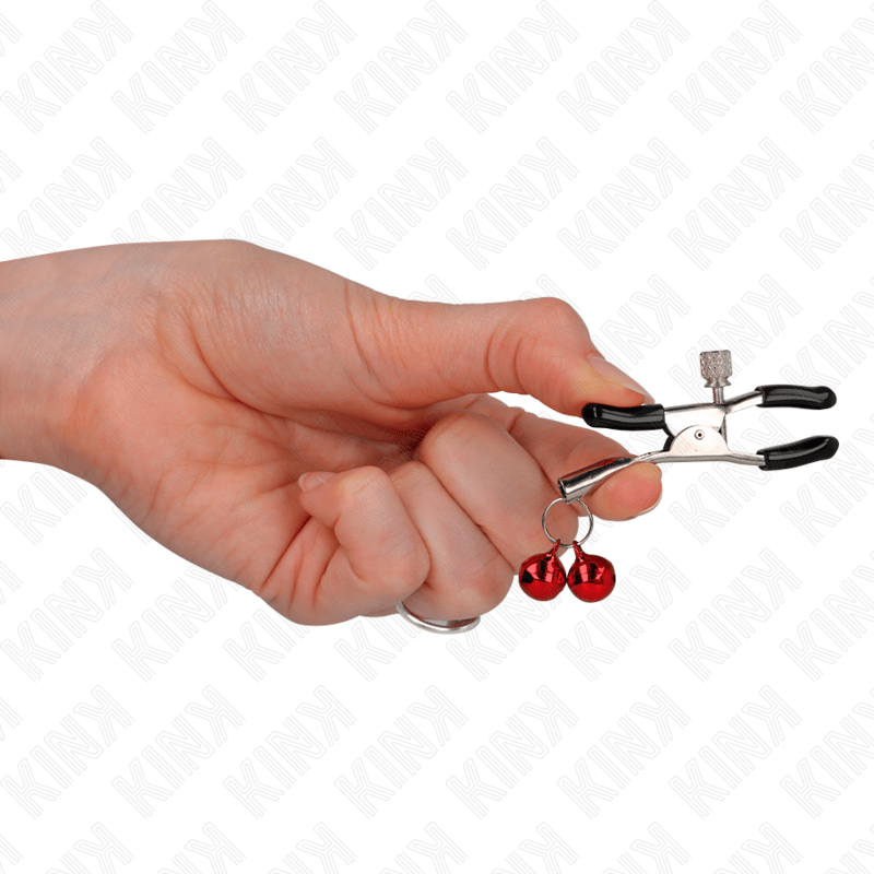 KINK - DOUBLE BELL NIPPLE CLAMP RED 6 CM - Kink&Play