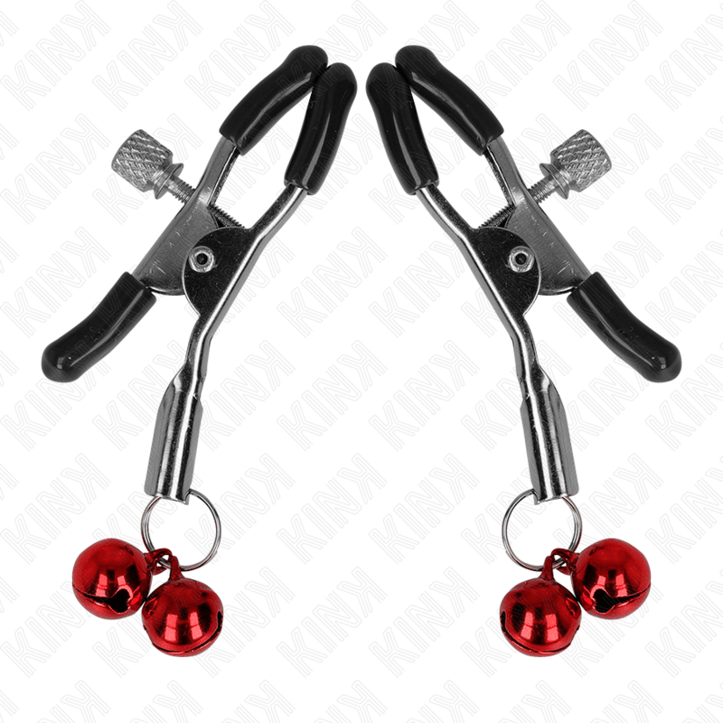KINK - DOUBLE BELL NIPPLE CLAMP RED 6 CM - Kink&Play