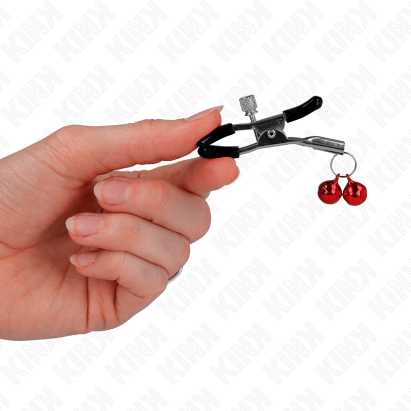 KINK - DOUBLE BELL NIPPLE CLAMP RED 6 CM - Kink&Play