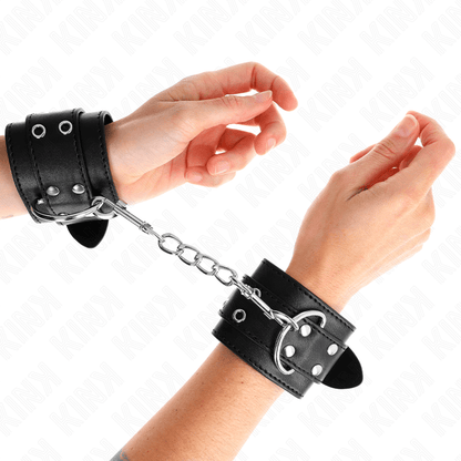 KINK - DOUBLE BUCKLE WRIST RESTRAINTS BLACK ADJUSTABLE 19 - 26 CM - Kink&Play