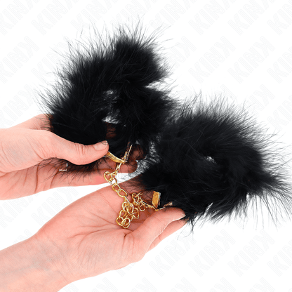 KINK - FEATHER HAND CUFFS WITH GOLD CHAIN MODEL 0 - Kink&Play