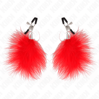 KINK - FEATHER NIPPLE CLAMP RED 7 CM - Kink&Play