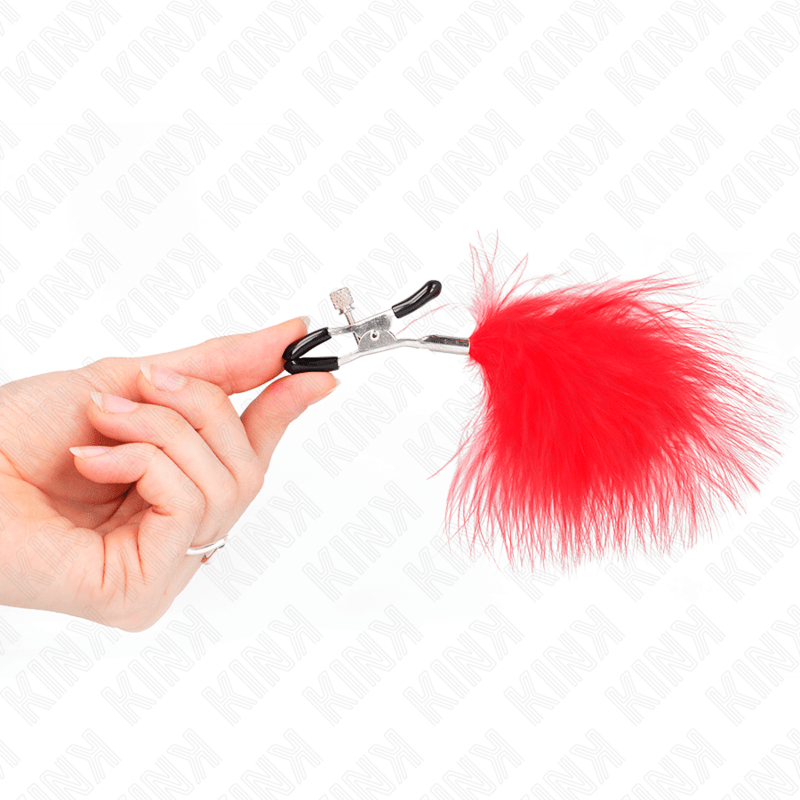 KINK - FEATHER NIPPLE CLAMP RED 7 CM - Kink&Play