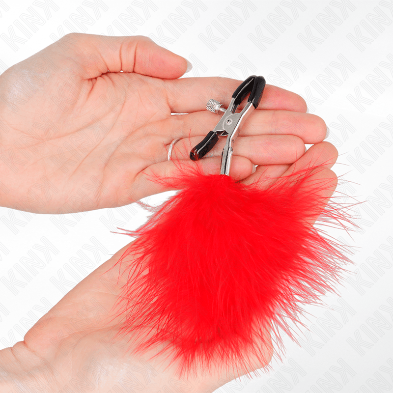 KINK - FEATHER NIPPLE CLAMP RED 7 CM - Kink&Play
