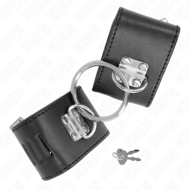 KINK - FIXED WRIST RESTRAINTS WITH RING AND PADLOCK CLOSURE BLACK ADJUSTABLE 16 - 23 CM X 5.5 CM - Kink&Play