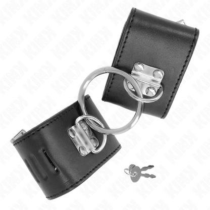 KINK - FIXED WRIST RESTRAINTS WITH RING AND PADLOCK CLOSURE BLACK ADJUSTABLE 16 - 23 CM X 5.5 CM - Kink&Play