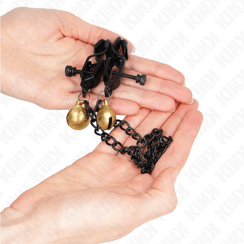 KINK - FLAT CHAIN NIPPLE CLAMPS AND BELL SILVER 30 CM - Kink&Play