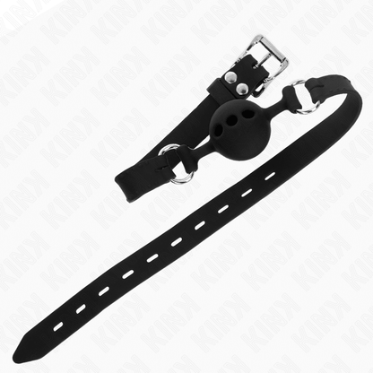 KINK - FULL SILICONE GAG 55 x 2 CM WITH 4 CM BALL SIZE S BLACK ADJUSTABLE 35 - 51 CM - Kink&Play