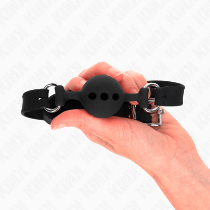 KINK - FULL SILICONE GAG 55 x 2 CM WITH 4 CM BALL SIZE S BLACK ADJUSTABLE 35 - 51 CM - Kink&Play