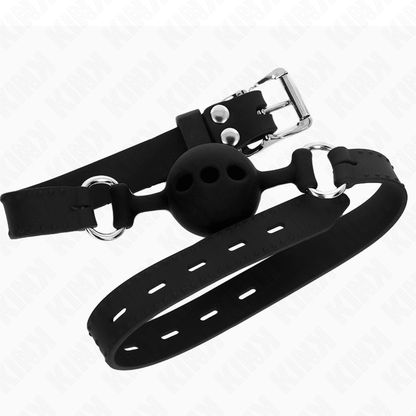 KINK - FULL SILICONE GAG 55 x 2 CM WITH 4 CM BALL SIZE S BLACK ADJUSTABLE 35 - 51 CM - Kink&Play