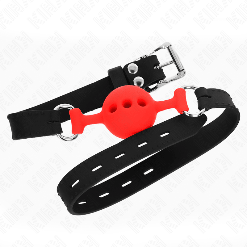 KINK - FULL SILICONE GAG 55 x 2 CM WITH 4 CM BALL SIZE S RED ADJUSTABLE 35 - 51 CM - Kink&Play