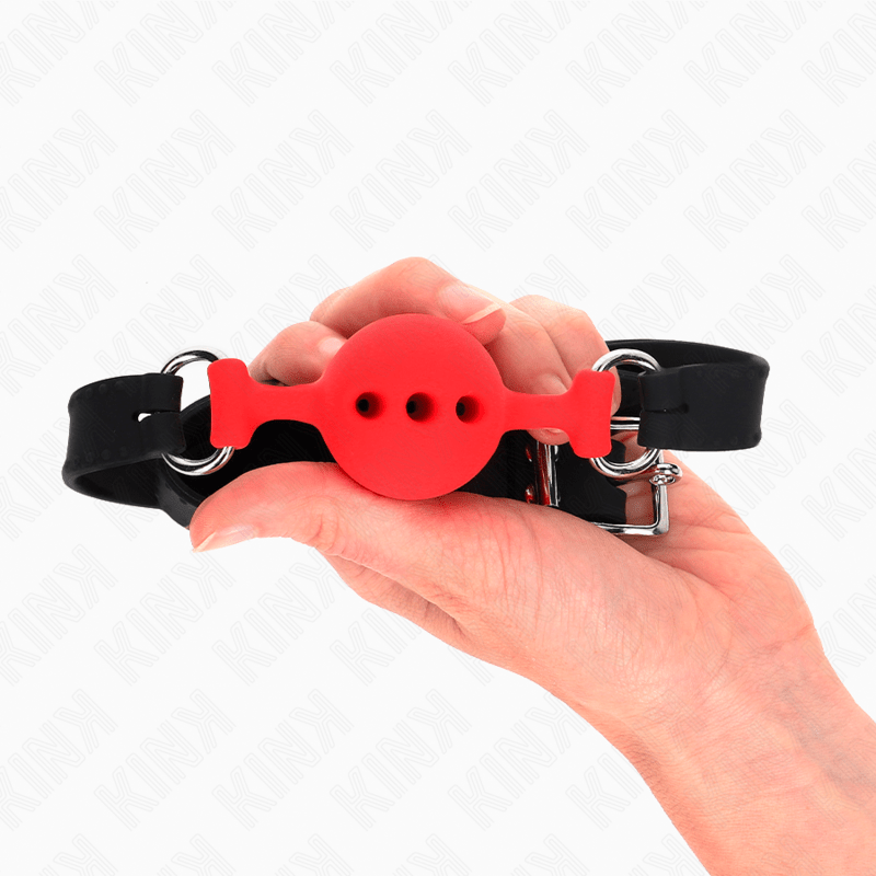 KINK - FULL SILICONE GAG 55 x 2 CM WITH 4 CM BALL SIZE S RED ADJUSTABLE 35 - 51 CM - Kink&Play