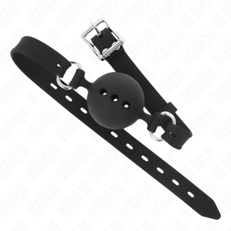 KINK - FULL SILICONE GAG 55 x 2 CM WITH 4.5 CM BALL SIZE M BLACK ADJUSTABLE 35 - 51 CM - Kink&Play