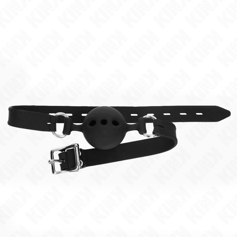 KINK - FULL SILICONE GAG 55 x 2 CM WITH 5 CM BALL SIZE L BLACK ADJUSTABLE 35 - 51 CM - Kink&Play