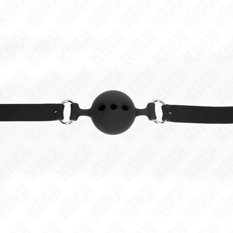 KINK - FULL SILICONE GAG 55 x 2 CM WITH 5 CM BALL SIZE L BLACK ADJUSTABLE 35 - 51 CM - Kink&Play
