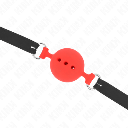 KINK - FULL SILICONE GAG 55 x 2 CM WITH 5 CM BALL SIZE L RED ADJUSTABLE 35 - 51 CM - Kink&Play