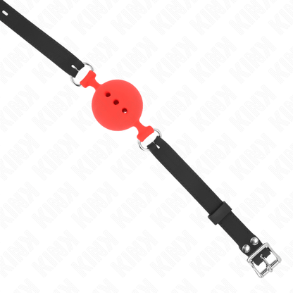 KINK - FULL SILICONE GAG 55 x 2 CM WITH 5 CM BALL SIZE L RED ADJUSTABLE 35 - 51 CM - Kink&Play