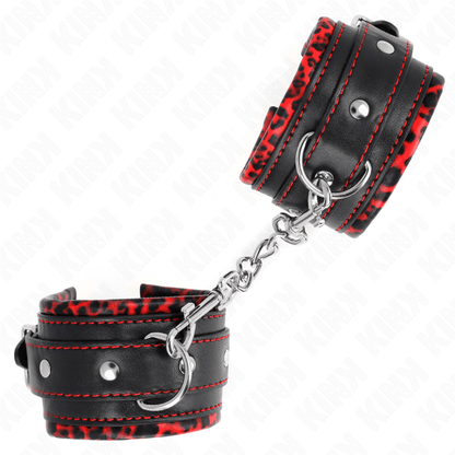 KINK - FUR LINED WRIST RESTRAINTS RED / BLACK ADJUSTABLE 17 - 29 CM X 6 CM - Kink&Play