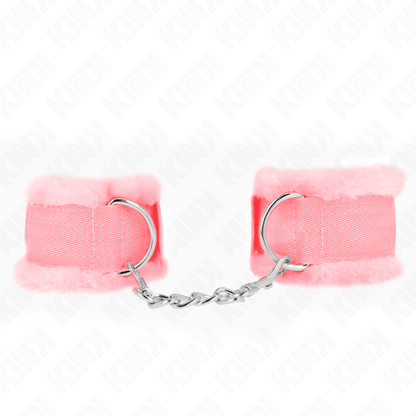 KINK - FURRY LINED WRIST RESTRAINTS PINK ADJUSTABLE 17 - 31 CM X 7 CM - Kink&Play
