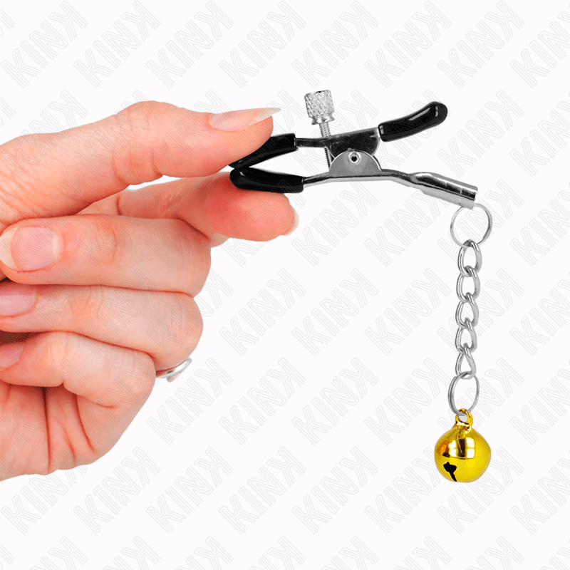 KINK - GOLD JINGLE BELL PENDANT NIPPLE CLAMPS 6 CM - Kink&Play