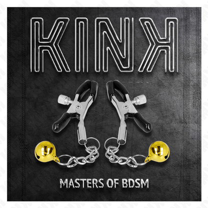 KINK - GOLD JINGLE BELL PENDANT NIPPLE CLAMPS 6 CM - Kink&Play