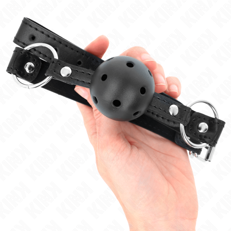 KINK - HOLLOW HARD BLACK BALL 4.5 CM GAG MODEL 1 63.5 X 2 CM - Kink&Play