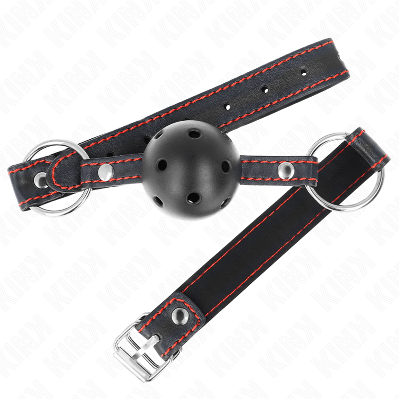 KINK - HOLLOW HARD BLACK BALL GAG MODEL 2 65 x 2.5 CM - Kink&Play