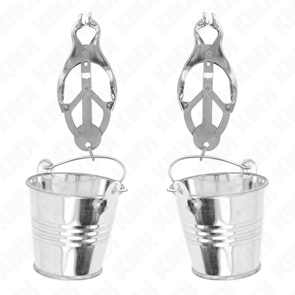 KINK - JAPANESE CLOVER NIPPLE CLAMPS WITH BUCKETS SILVER - Kink&Play