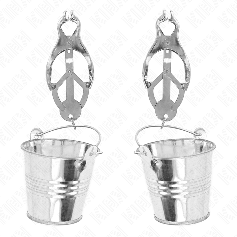 KINK - JAPANESE CLOVER NIPPLE CLAMPS WITH BUCKETS SILVER - Kink&Play