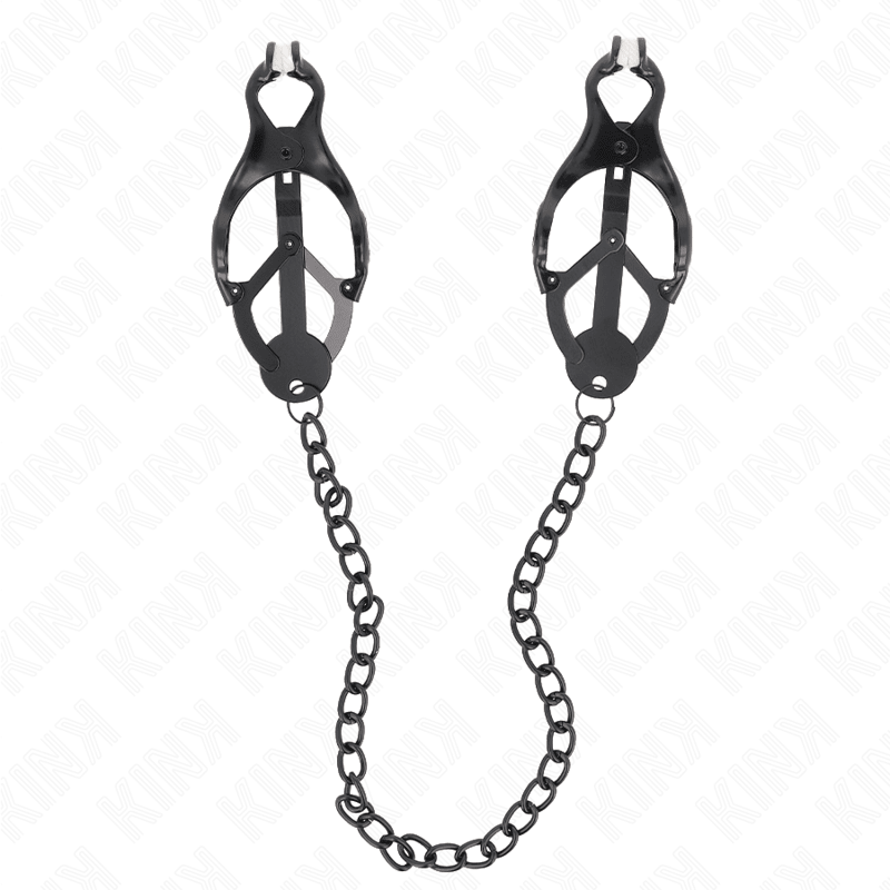 KINK - JAPANESE CLOVER NIPPLE CLAMPS WITH CHAIN BLACK 30 CM - Kink&Play