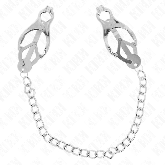 KINK - JAPANESE CLOVER NIPPLE CLAMPS WITH CHAIN SILVER 30 CM - Kink&Play