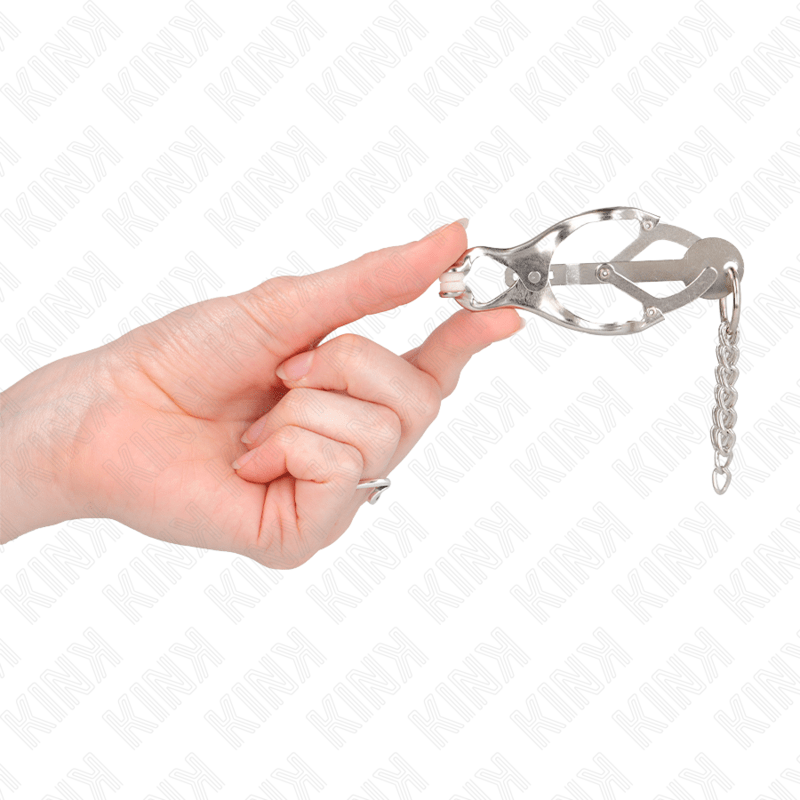 KINK - JAPANESE CLOVER NIPPLE CLAMPS WITH LITTLE CHAINS SILVER - Kink&Play