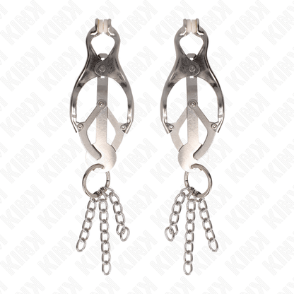 KINK - JAPANESE CLOVER NIPPLE CLAMPS WITH LITTLE CHAINS SILVER - Kink&Play