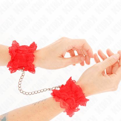 KINK - LACE ELASTIC WRIST RESTRAINTS RED - Kink&Play